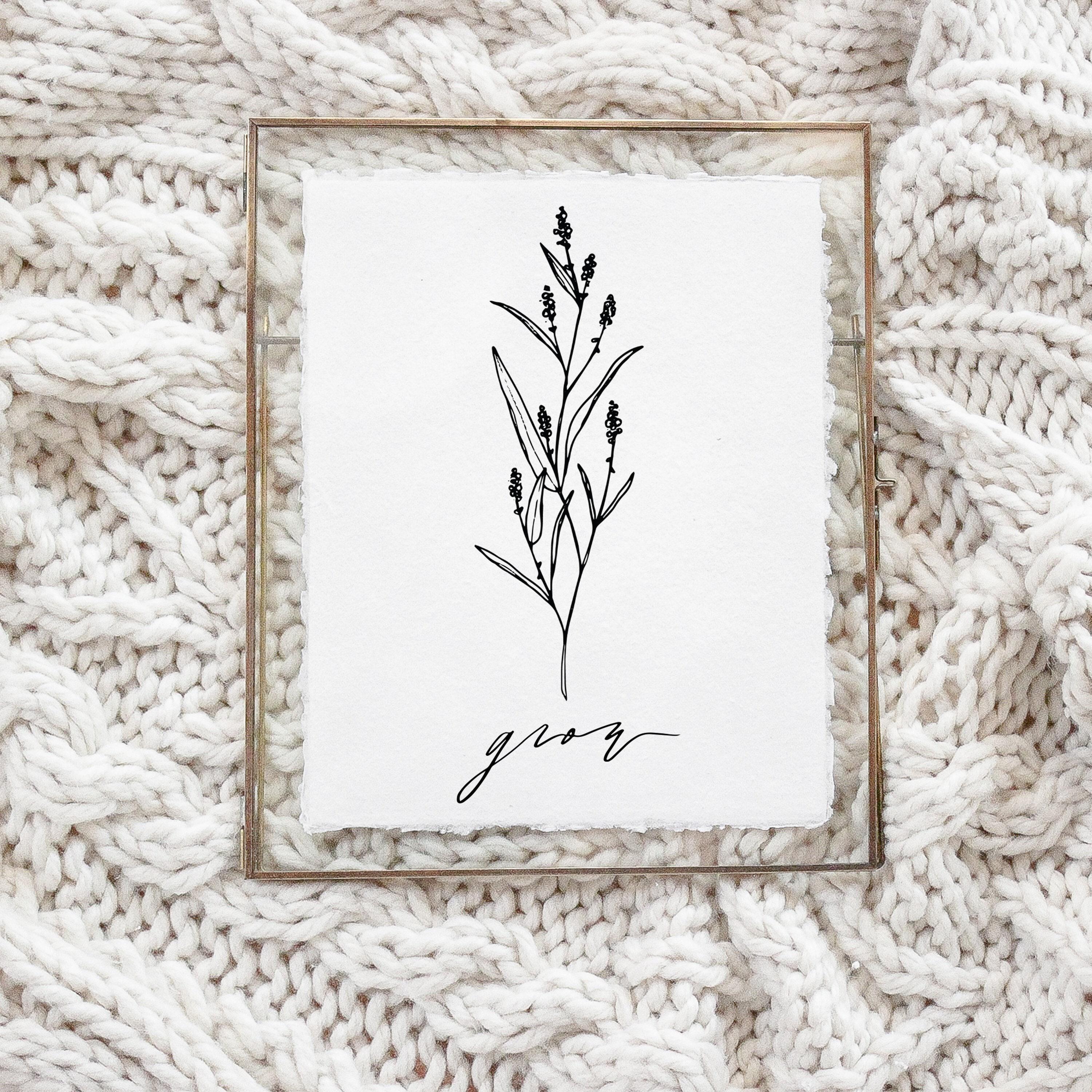 Calligraphy Print - Grow Wildflower Print - Vertical, mother's day gift, present for mom