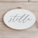 Personalized Calligraphy Name Embroidery Hoop: Rustic Farmhouse Decor