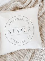 Throw Pillow- Personalized Postage Stamp Zip Code -Home Address, Realtor gift, housewarming gift, throw pillow, newlywed gift, new home gift