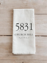 Kitchen Dish Towel - Personalized Lettered Address - housewarming gift, favor, kitchen decor, anniversary present, lettered design