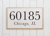 Wood Framed Sign - Personalized Zip Code - home decor, custom sign, housewarming gift, framed decor, farmhouse style, wall decor