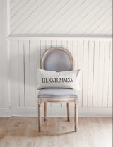 Personalized Roman Numeral Lumbar Pillow: Date Commemoration Gift