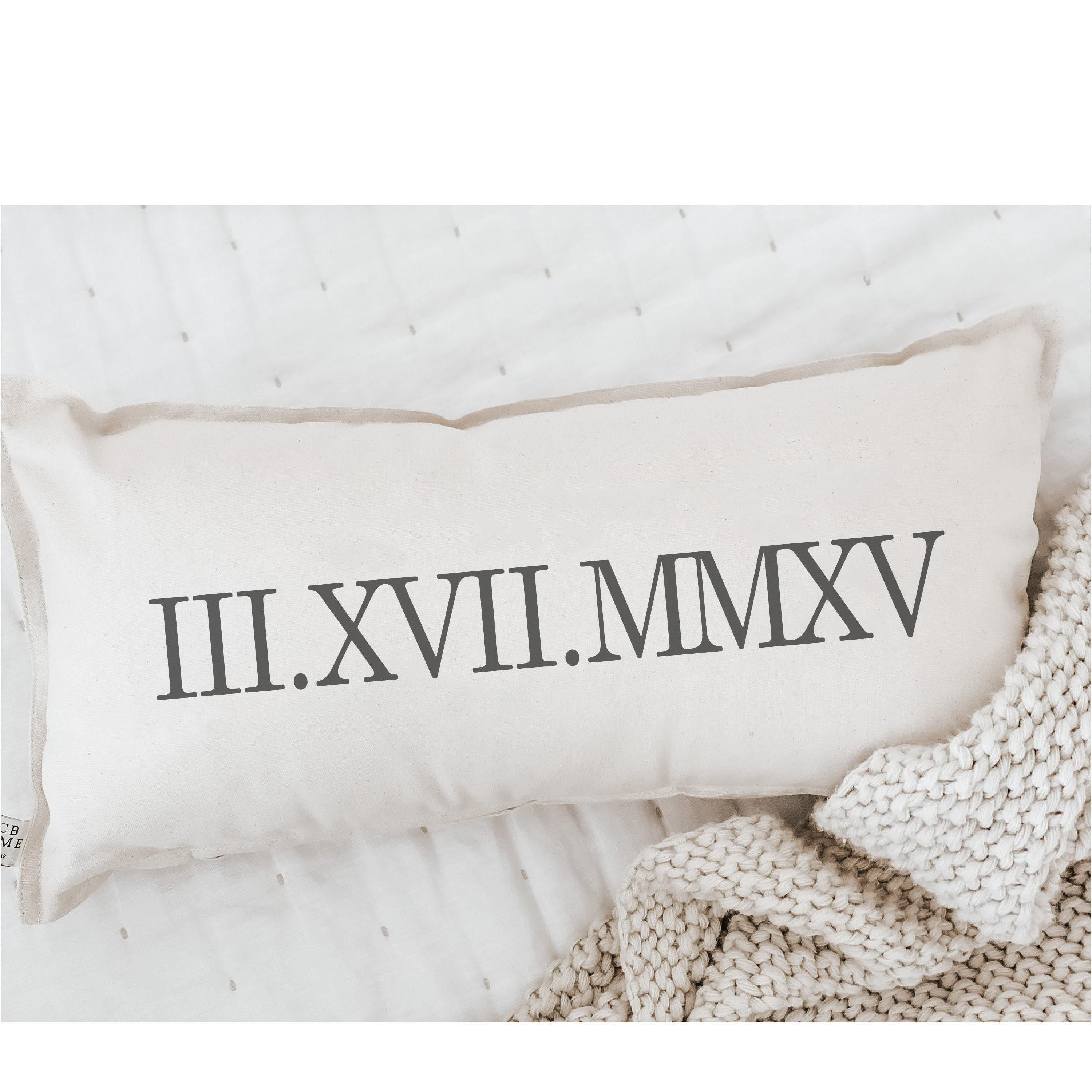 Personalized Roman Numeral Lumbar Pillow: Date Commemoration Gift