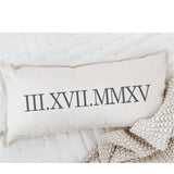 Personalized Roman Numeral Lumbar Pillow: Date Commemoration Gift