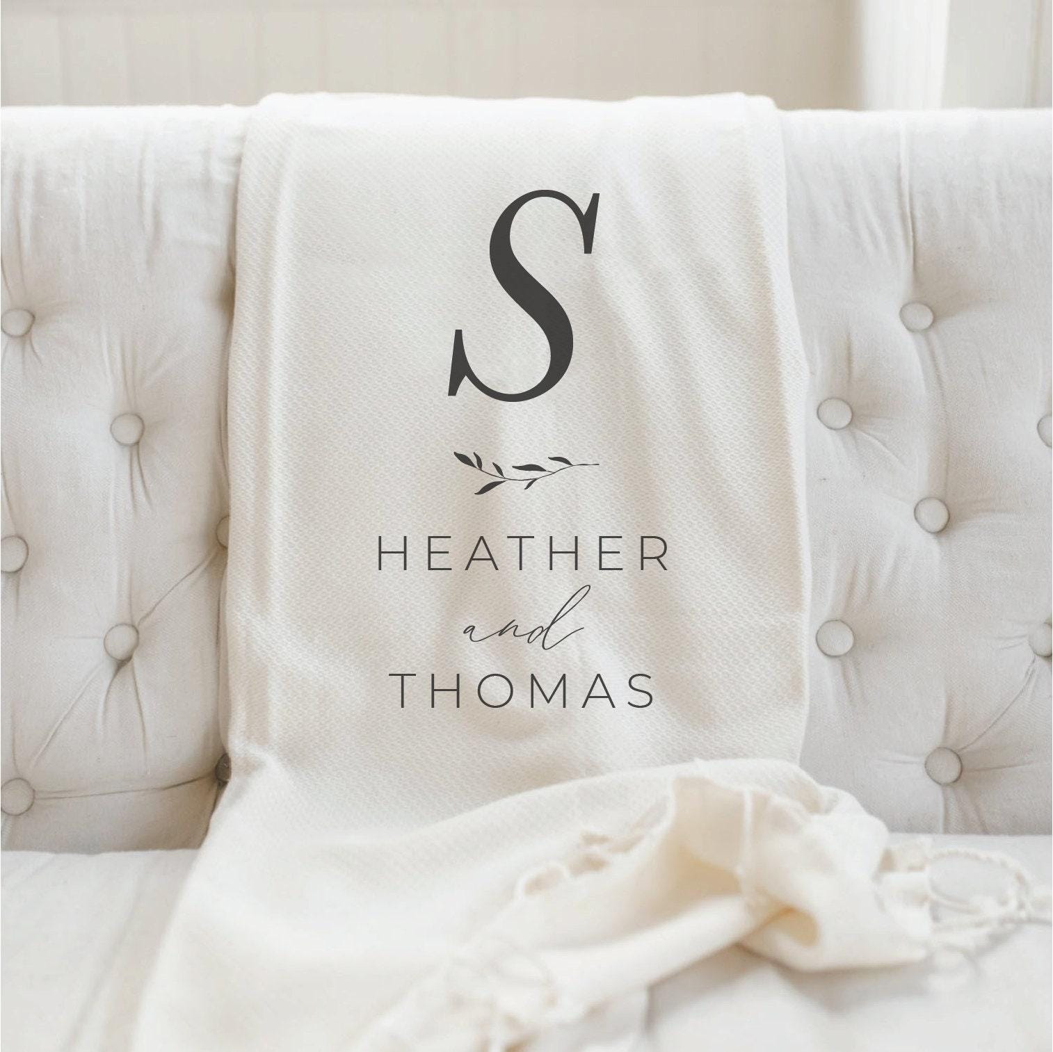 Personalized Initial Names Throw Blanket: Organic Cotton Cozy Blanket