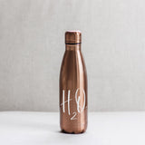 Metallic Water Bottle - H2O, water bottle, stainless steel, vacuum sealed, tumbler, drinkware, everyday