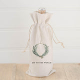 Christmas Wine Bag - Joy to the World Wreath Watercolor, Seasonal Decor, Christmas Gift, Wine Lover, Hostess Gift, Housewarming gift