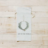 Christmas Wine Bag - Joy to the World Wreath Watercolor, Seasonal Decor, Christmas Gift, Wine Lover, Hostess Gift, Housewarming gift