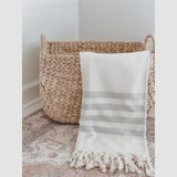 Neutral Striped Throw Blanket - Grey Stripe, Tan Stripe, Housewarming Gift, Decorative Blanket, Pretty Accent Decor