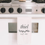 Personalized Last Name Tea Towel: USA Made Organic Cotton Kitchen Decor