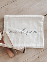 Personalized Calligraphy Cosmetic Bag: Natural Cotton Makeup Bag