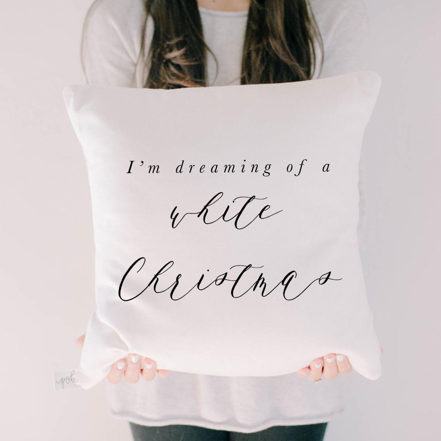 Christmas Throw Pillow - I'm Dreaming of a White Christmas, Christmas decor, calligraphy, home decor, Winter pillow, seasonal pillow