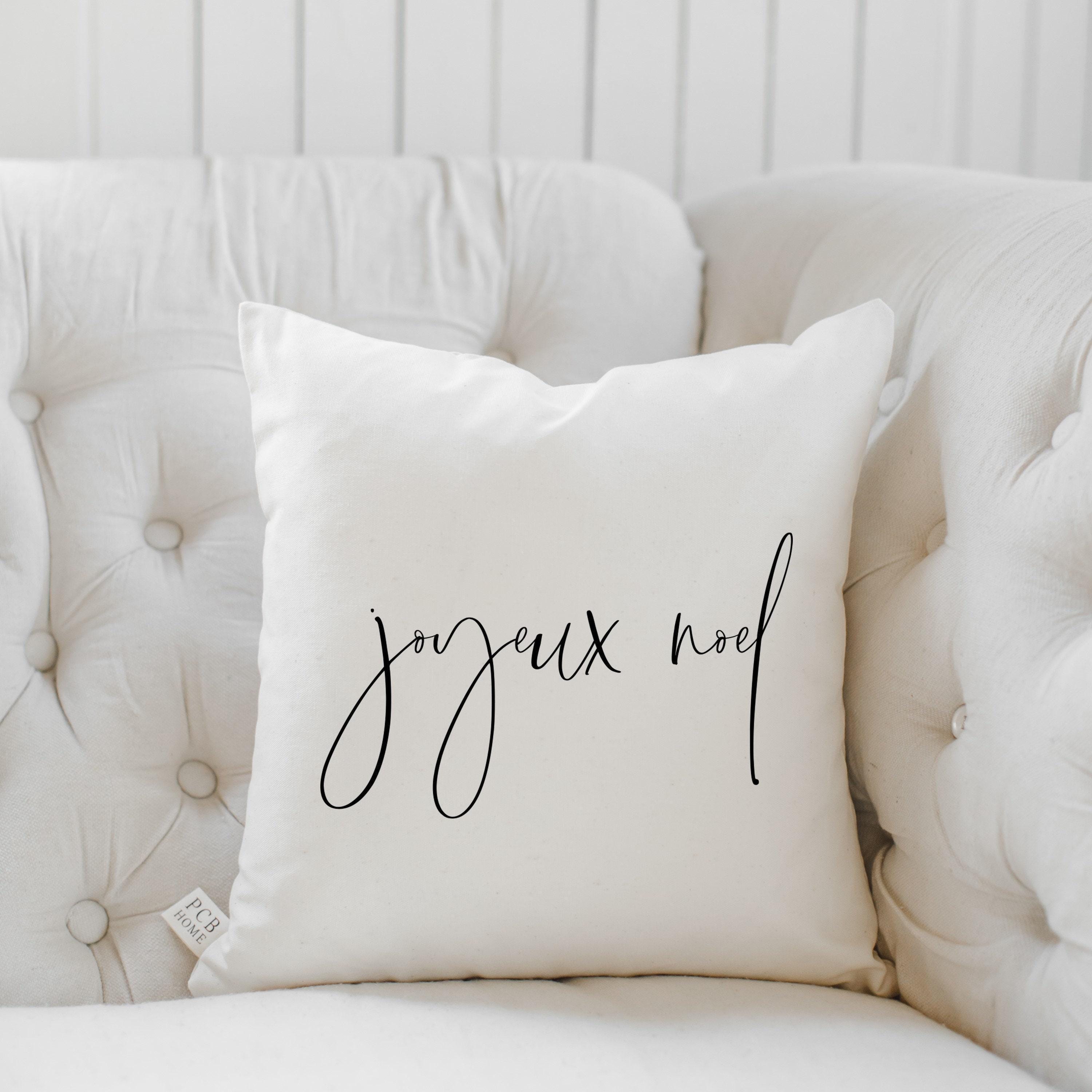Christmas Throw Pillow - Joyeux Noel, Christmas decor, calligraphy, home decor, Winter pillow, cushion cover, seasonal pillow, holiday gift