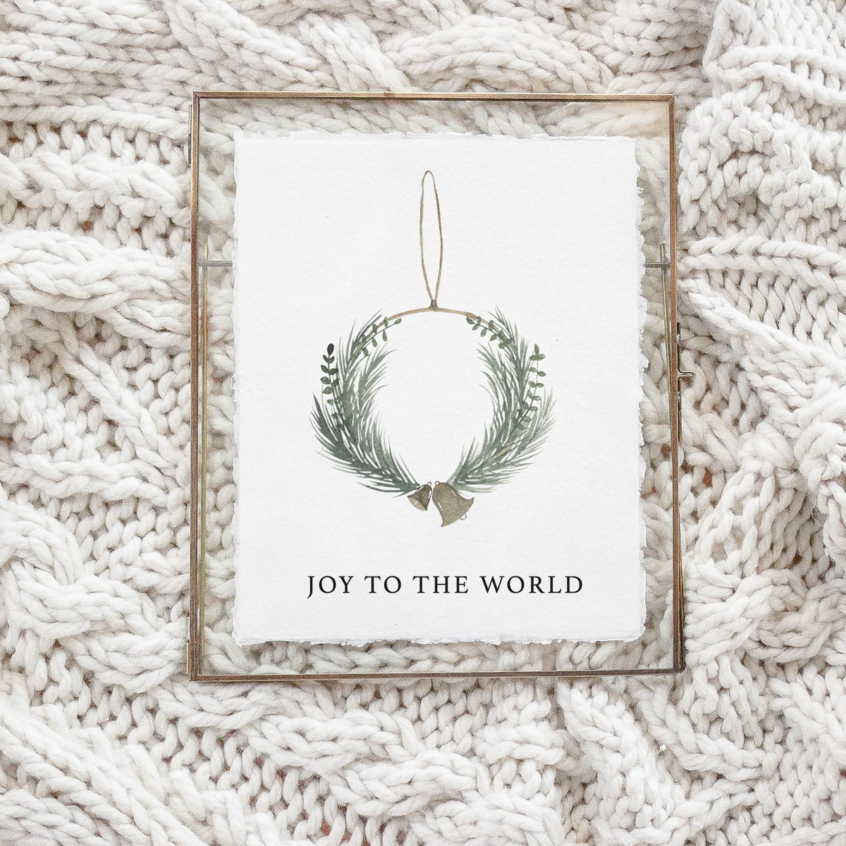 Glass Table Frames & Cards - Joy to the World Wreath
