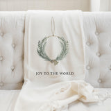 Christmas Throw Blanket - Joy to the World Wreath Watercolor, Lightweight blanket, Winter Decor, Seasonal gift, Christmas, wreath