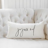 Lumbar Pillow - Joyeux Noel, Christmas decor, calligraphy, home decor, holiday, cushion cover, cushion sham, seasonal pillow