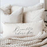 Lumbar Pillow - O Come Let Us Adore Him, Christmas decor, calligraphy, home decor, holiday, cushion cover, cushion sham, seasonal pillow