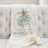 Christmas Throw Blanket - Meet Me Under the Mistletoe Watercolor, Christmas decor, Holiday decorations, housewarming gift, decorative,