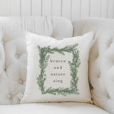 Christmas Throw Pillow - Heaven and Nature Watercolor, Handmade in USA, 100% Organic Cotton, Home Decor, Christmas, Holiday Cushion Cover