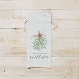 Christmas Wine Bag - Meet Me Under the Mistletoe Watercolor, Seasonal Decor, Christmas Gift for Her, Present, Wine Lover, Hostess Gift