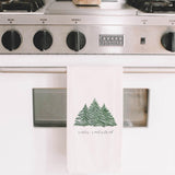 Christmas Watercolor Tea Towel - Winter Wonderland Watercolor, housewarming gift, kitchen decor, anniversary present, Seasonal, Winter