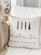 Christmas Throw Pillow - Christmas Trees, Christmas decor, calligraphy, home decor, Winter pillow, cushion cover, seasonal pillow