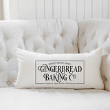 Christmas Lumbar Pillow - Gingerbread baking - Handmade in USA, Organic Cotton, Holiday Home Decor, Seasonal Decor, Cushion Cover