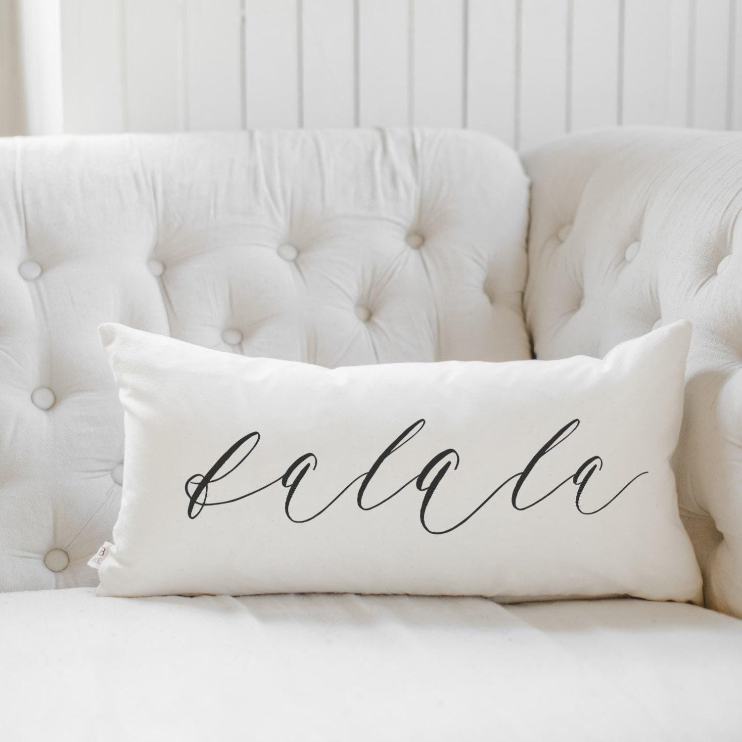 Lumbar Pillow - Falala, Christmas decor, calligraphy, home decor, Winter pillow, cushion cover, cushion sham, seasonal pillow