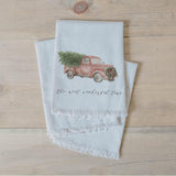 Christmas Napkin Set - Watercolor Christmas Tree Truck, Home Decor, Housewarming, Tableware, Place Setting, Table Setting, Seasonal Decor
