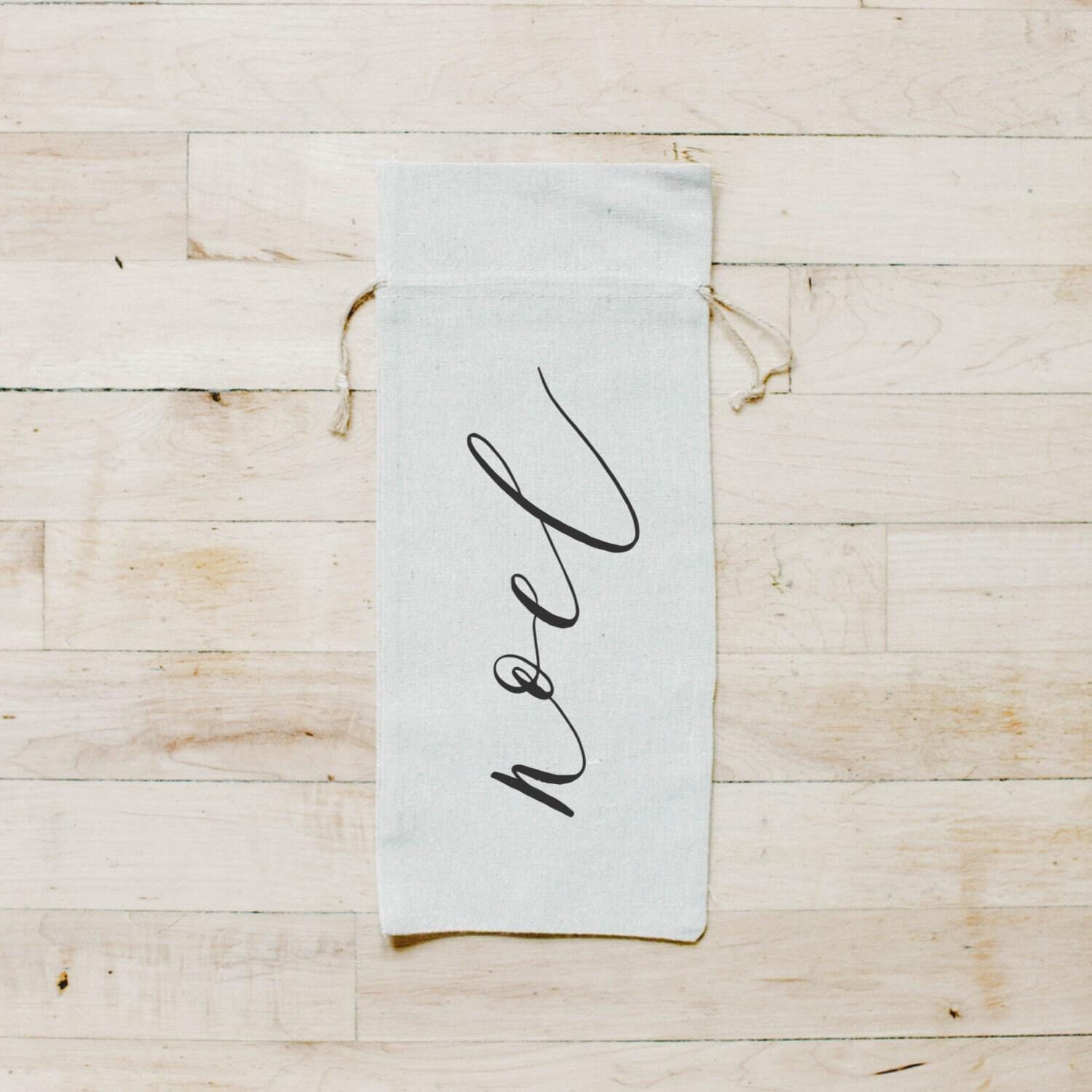 Wine Bag - Noel, hostess gift, wedding gift, Handmade in USA, Winter Decor, Gift, Present for Her, Seasonal Home Decor