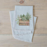 Christmas Napkin Set - Greens in Crate Watercolor, Decor, Housewarming, Tableware, Place Setting, Table Setting, Seasonal Decor