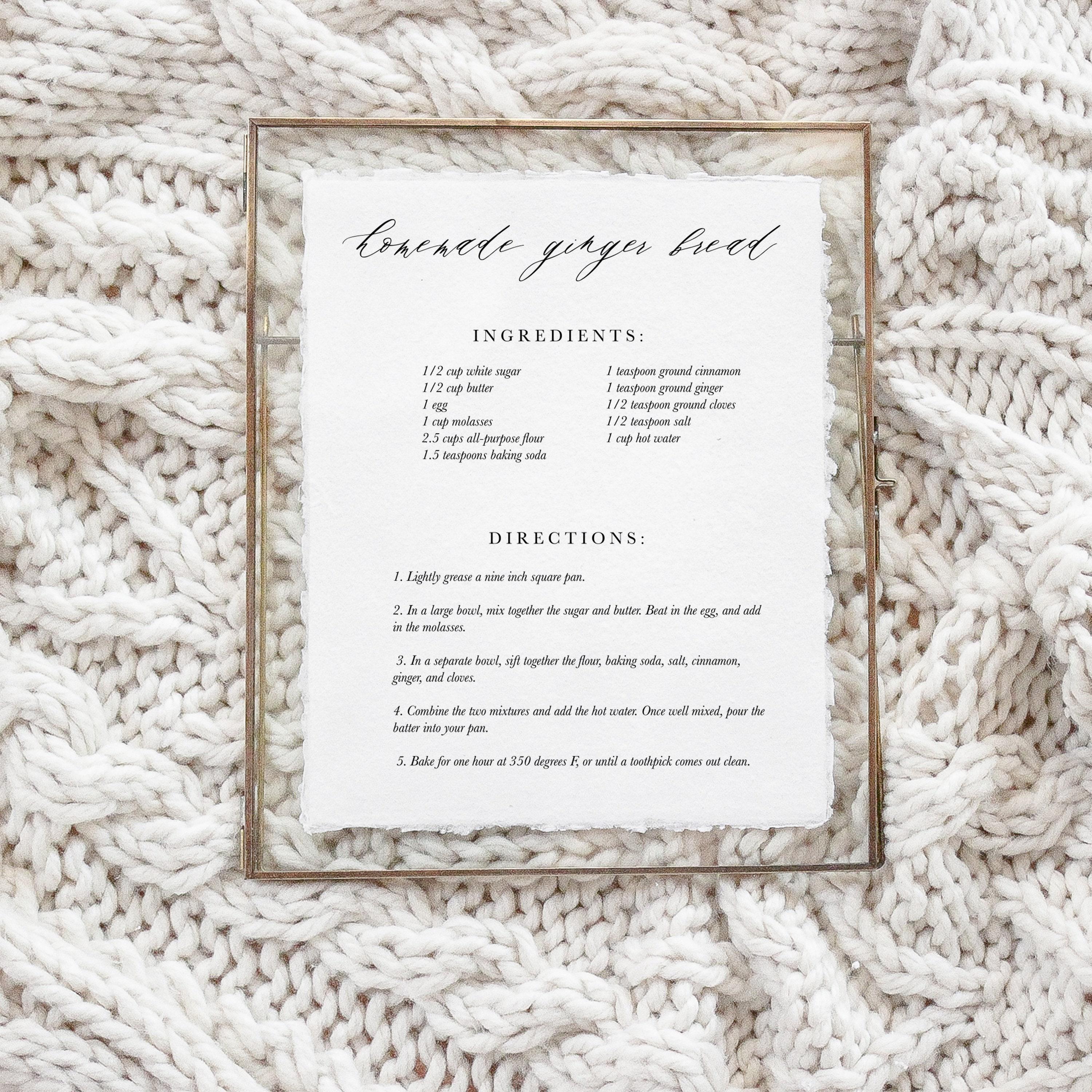 Christmas Calligraphy Print - Homemade Ginger Bread, Winter Decor, Gift, Holiday Gift, Seasonal Home Decor, Christmas decor