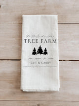 Christmas Kitchen Towel - Tree Farm Personalized - Handmade in USA, Holiday Kitchen Towel, Festive Dish Towel, Seasonal Kitchen Linen