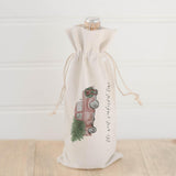 Christmas Wine Bag - The Most Wonderful Time Watercolor, Seasonal Decor, Christmas Gift for Her, Present, Wine Lover, Hostess Gift