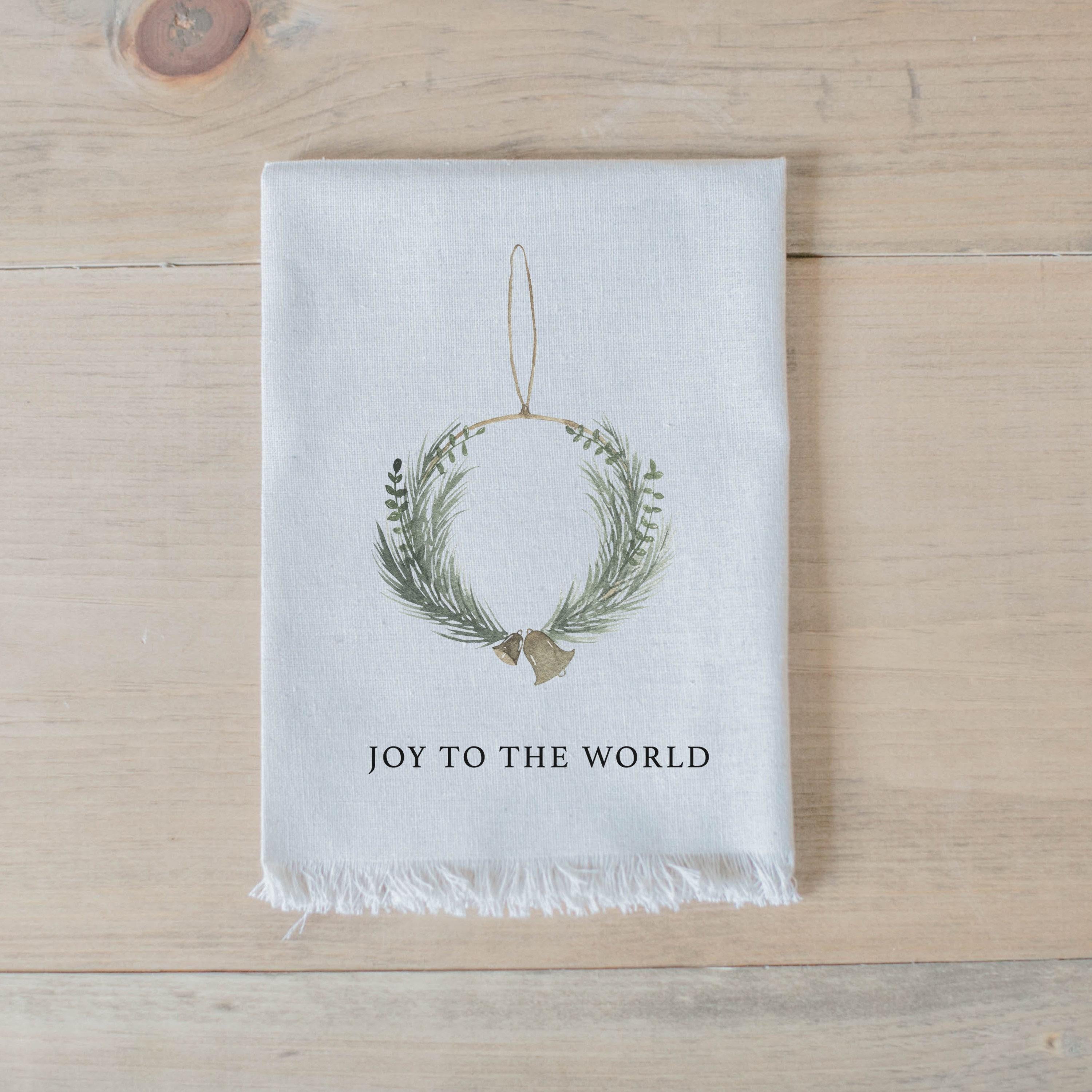 Christmas Napkin Set - Joy to the World Wreath Watercolor, Home Decor, Housewarming, Tableware, Place Setting, Seasonal decor, kitchen linen