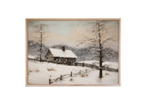 Wood Framed Print - Snowy Cabin - Handmade in USA, gallery wall art, holiday wall art, christmas decor, framed decor