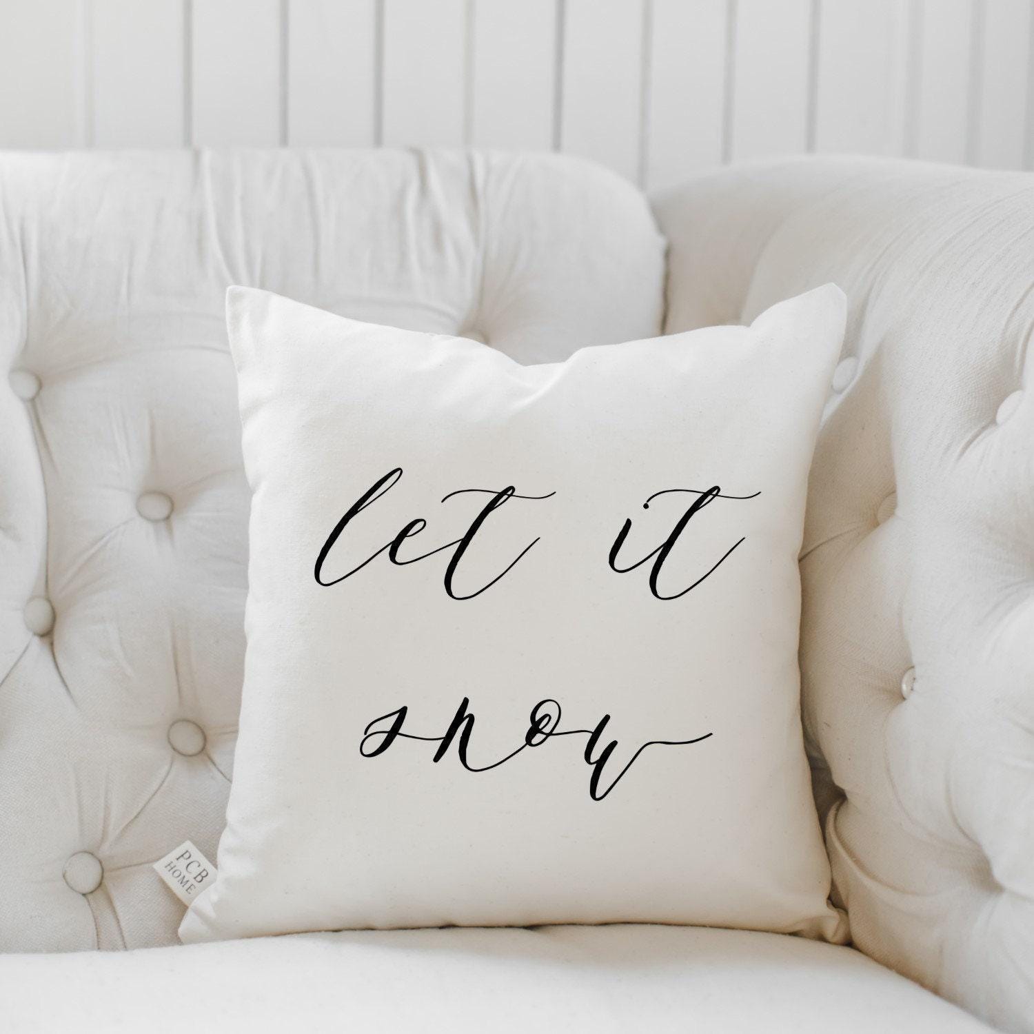 Christmas Throw Pillow - Let It Snow Calligraphy Christmas decor, calligraphy, home decor, Winter pillow, cushion cover, seasonal pillow