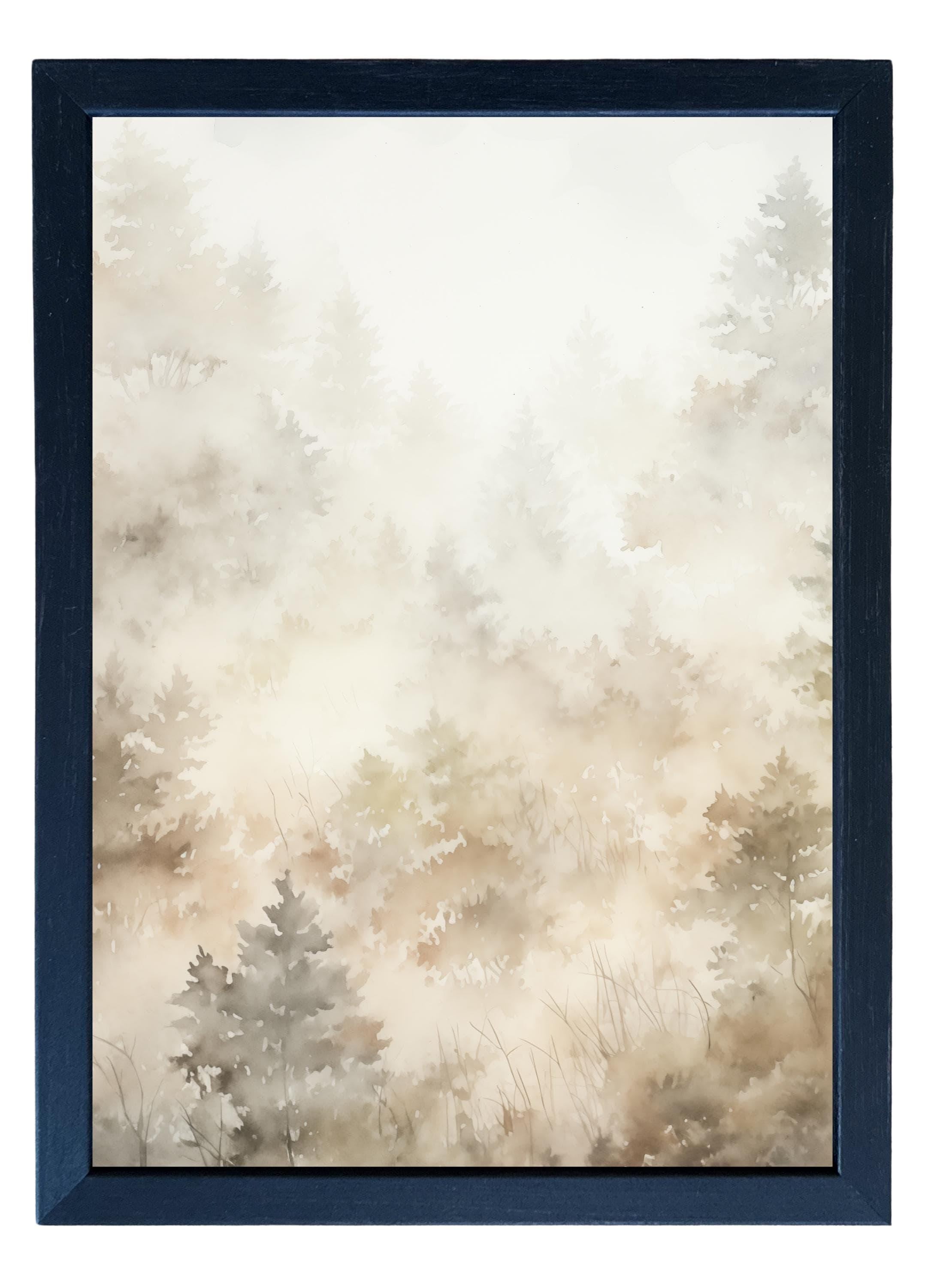 Wood Framed Print - Neutral Tree Pattern - Handmade in USA, gallery wall art, holiday wall art, christmas decor, framed decor