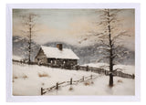Wood Framed Print - Snowy Cabin - Handmade in USA, gallery wall art, holiday wall art, christmas decor, framed decor