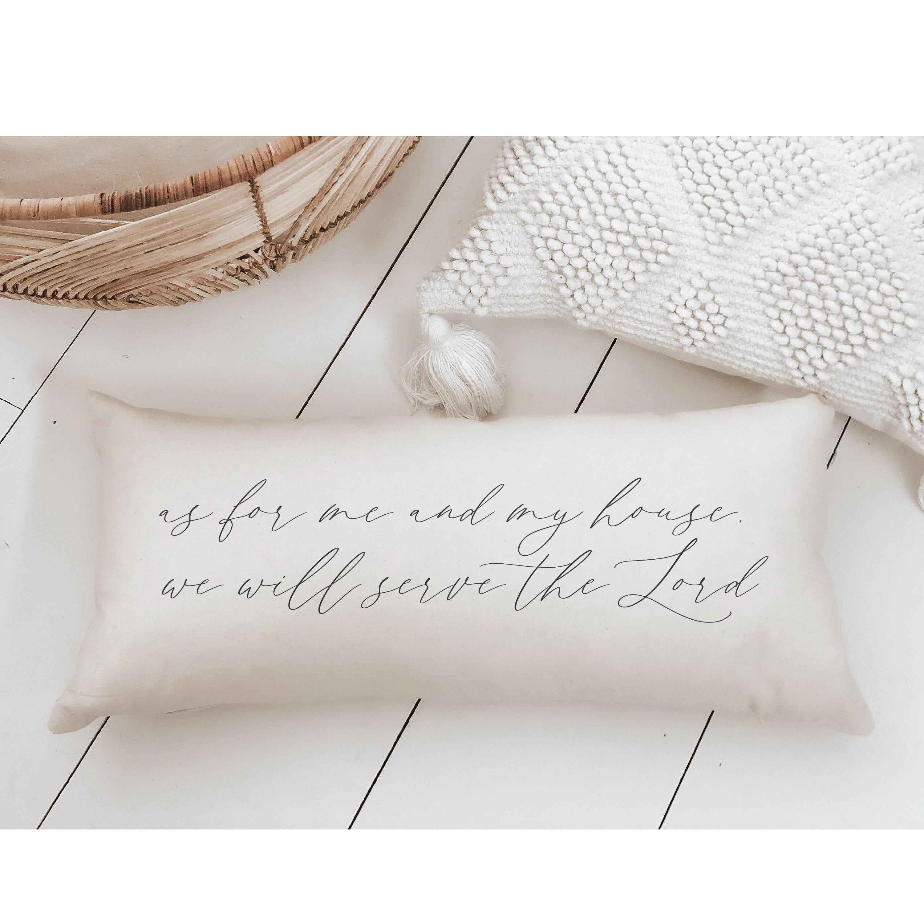 Calligraphy Lumbar Pillow Cover: Farmhouse Home Decor, Handmade in USA