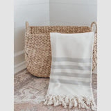 Neutral Striped Throw Blanket - Grey Stripe, Tan Stripe, Housewarming Gift, Decorative Blanket, Pretty Accent Decor