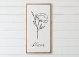 Wood Framed Sign - Blossom Wildflower, rustic home decor, gallery wall, housewarming gift, framed decor, farmhouse style, spring decor