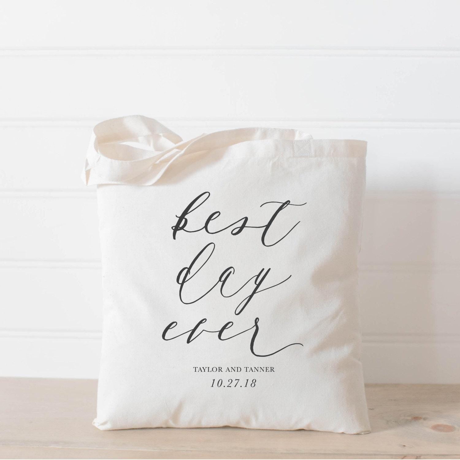 Personalized Tote Bag - Best Day Ever, wedding favor tote bag, tote, overnight bag, welcome bag, office gift, special event, workshop tote