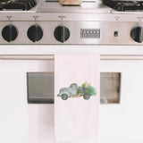 Tea Towel - Floral Truck Watercolor - Made in the USA housewarming gift, kitchen decor, anniversary present, spring, summer