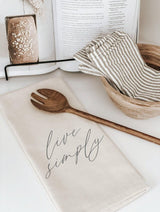 Live Simply Kitchen Towel: Organic Cotton Calligraphy Decor