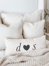 Lumbar Pillow - Personalized Two Initials With Heart - home decor, wedding gift, engagement present, housewarming gift, cushion cover