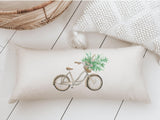 Floral Bike Lumbar Pillow: Organic Cotton Cushion Cover
