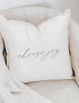 Choose Joy Pillow: Handmade Organic Cotton Calligraphy Home Decor