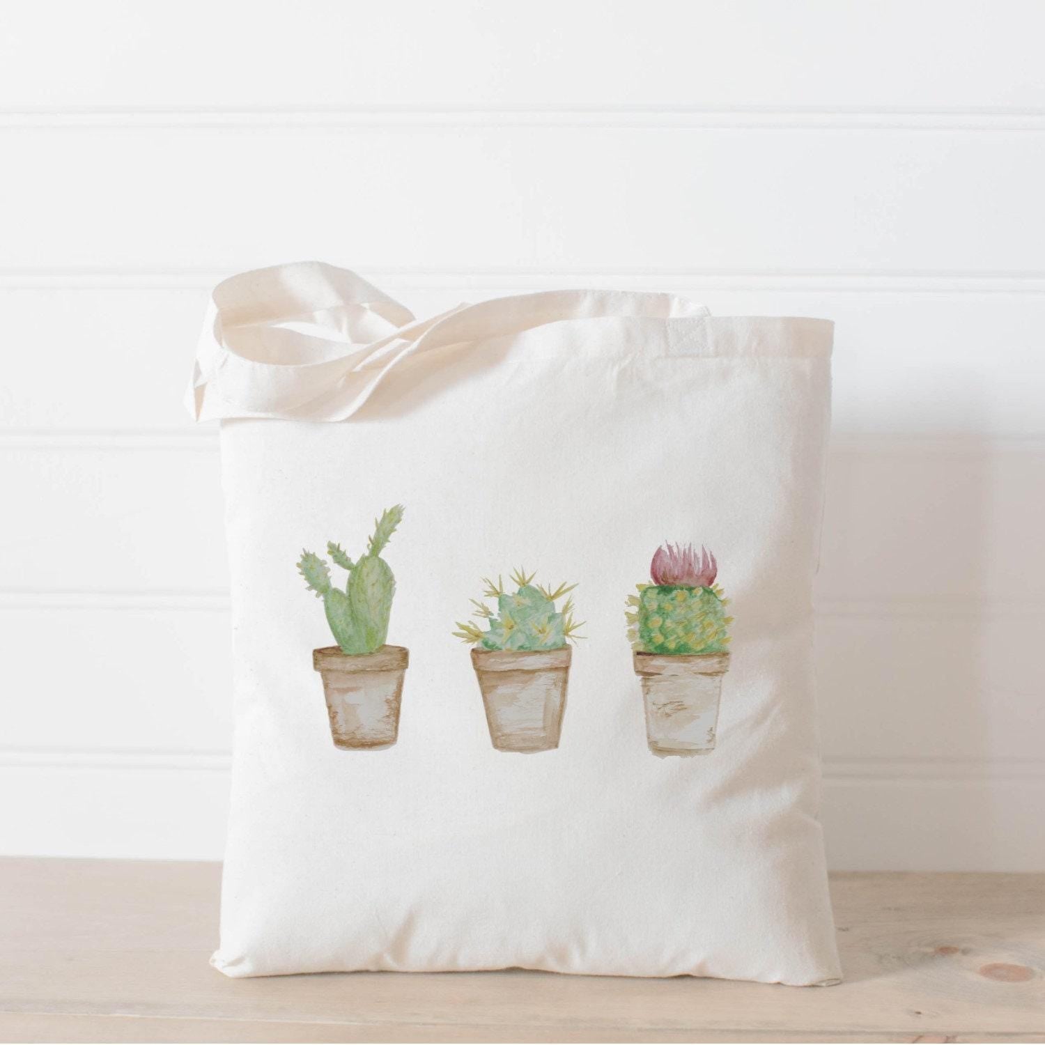 Tote Bag - Cactus Watercolor, bridal party present, housewarming gift, wedding favor, bridesmaid gift, women's gift