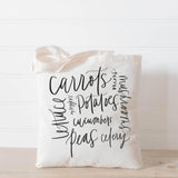 Organic Cotton Veggie Tote Bag: Farmers Market Reusable Grocery Bag